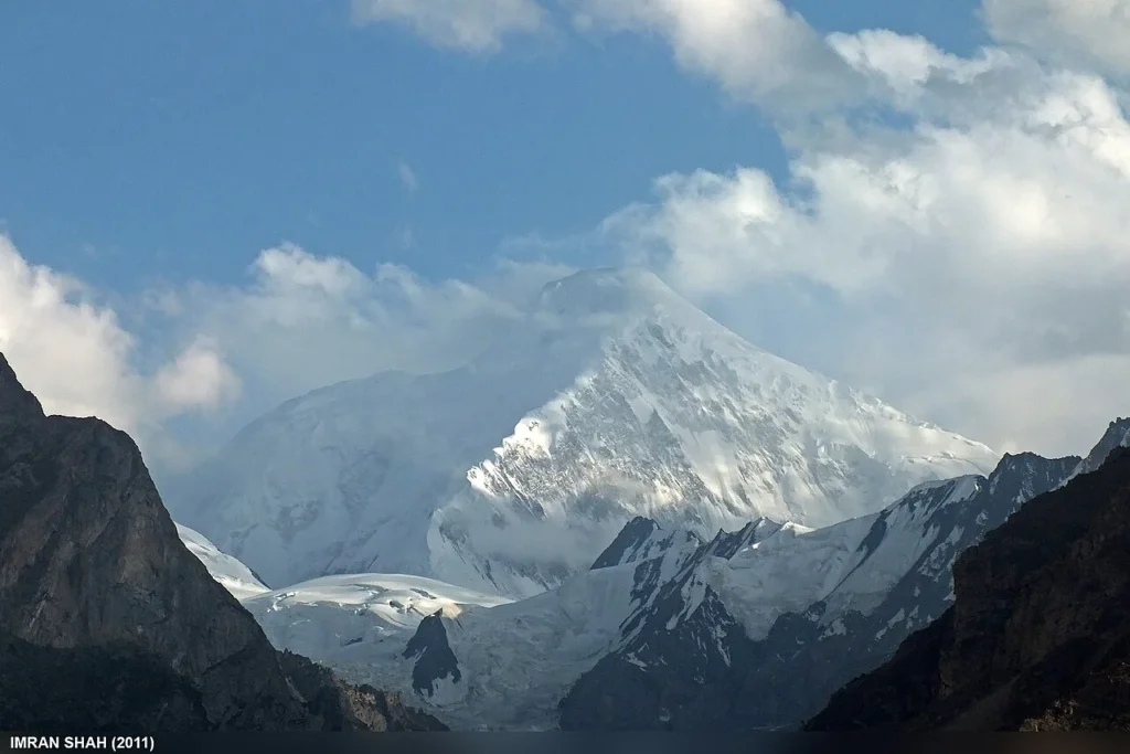 Diran Peak (7,266 m) above Nagar, the objective of the Diran Peak Base Camp trek