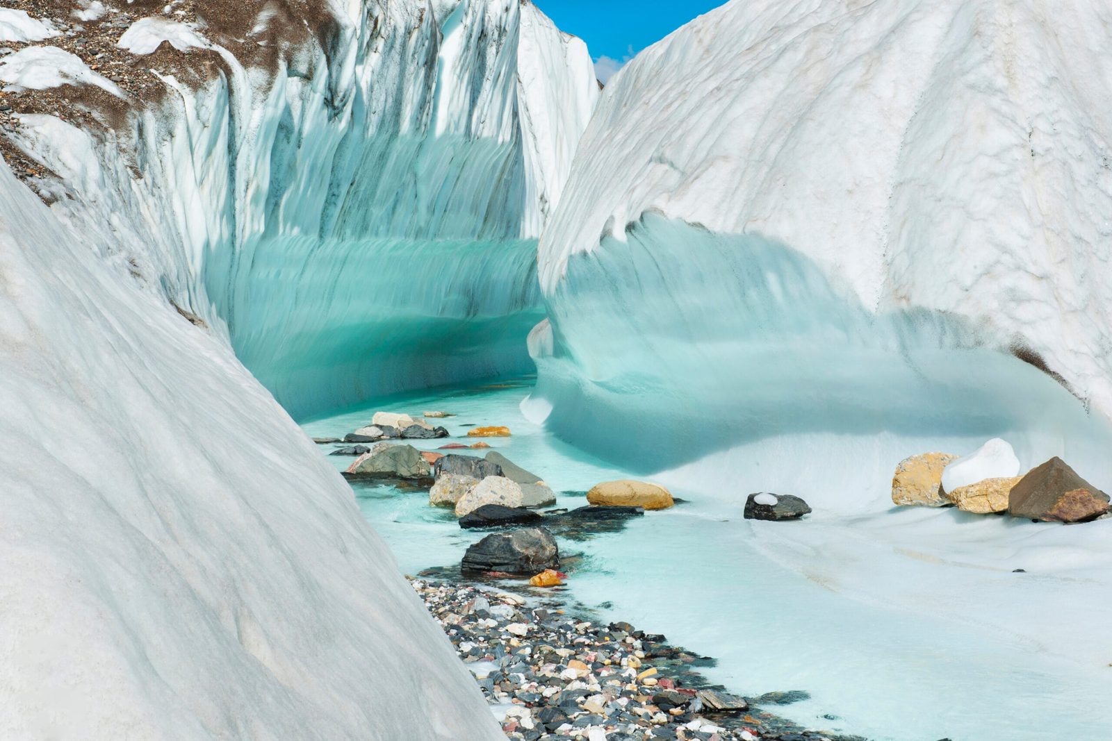Meltwater stream on the Baltoro Glacier near Concordia camp in the Karakoram