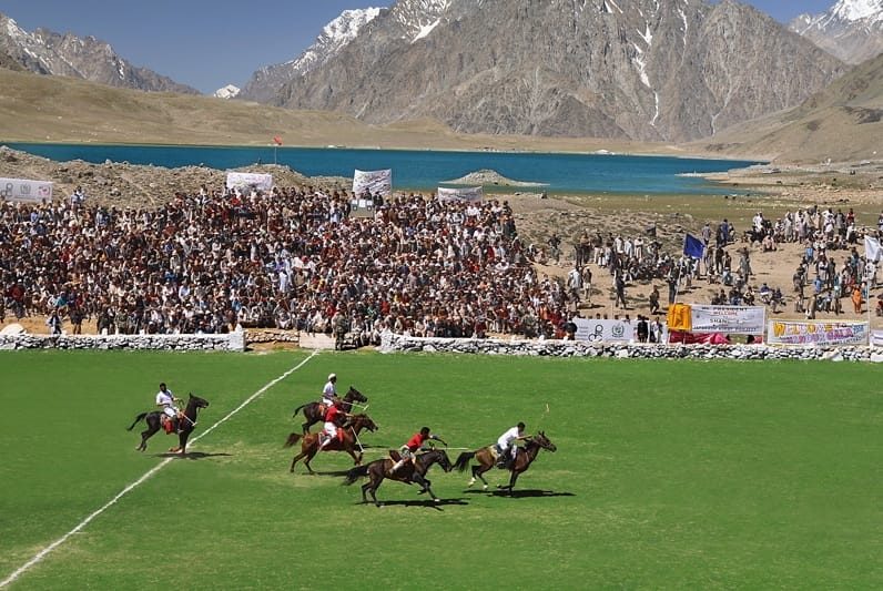 The Shandur Polo Ground, the worlds highest polo field, set on the Shandur Pass