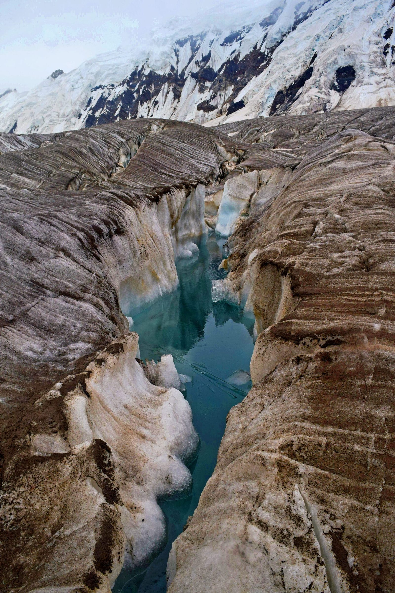 The trekking track running along the Hispar Glacier in Nagar, Gilgit-Baltistan