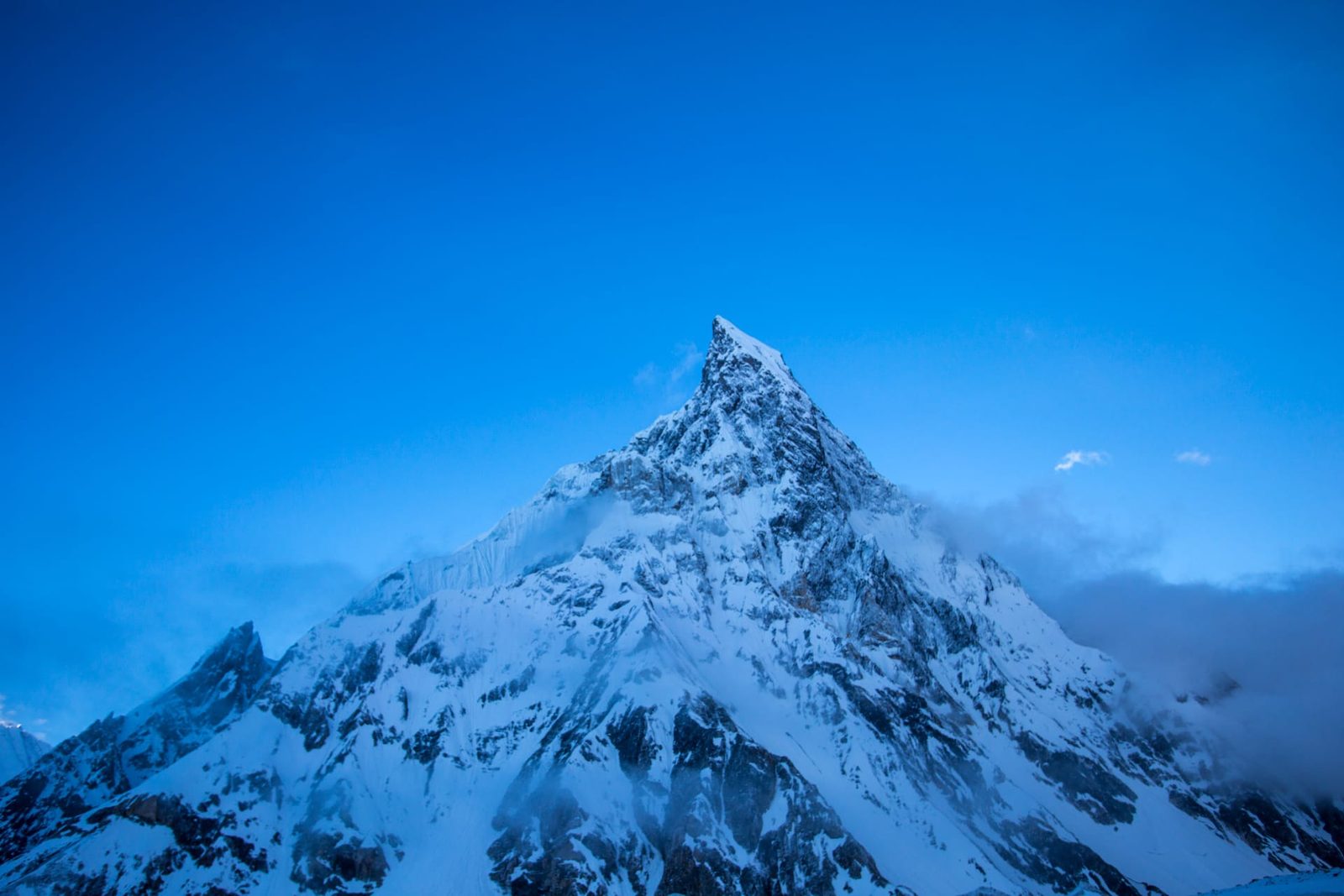 Mitre Peak rising above Concordia on the Baltoro Glacier, Karakoram, Pakistan