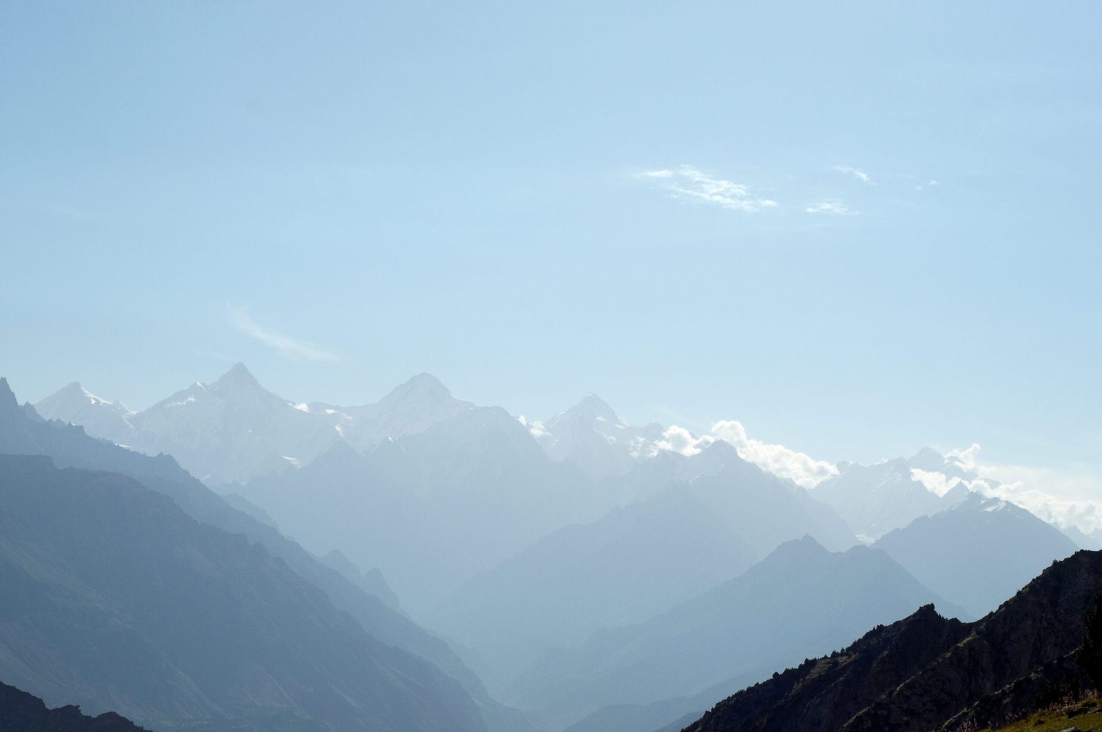 Il profilo di Lupghar Sar, Momhil Sar e Trivor visto dalla valle di Hunza