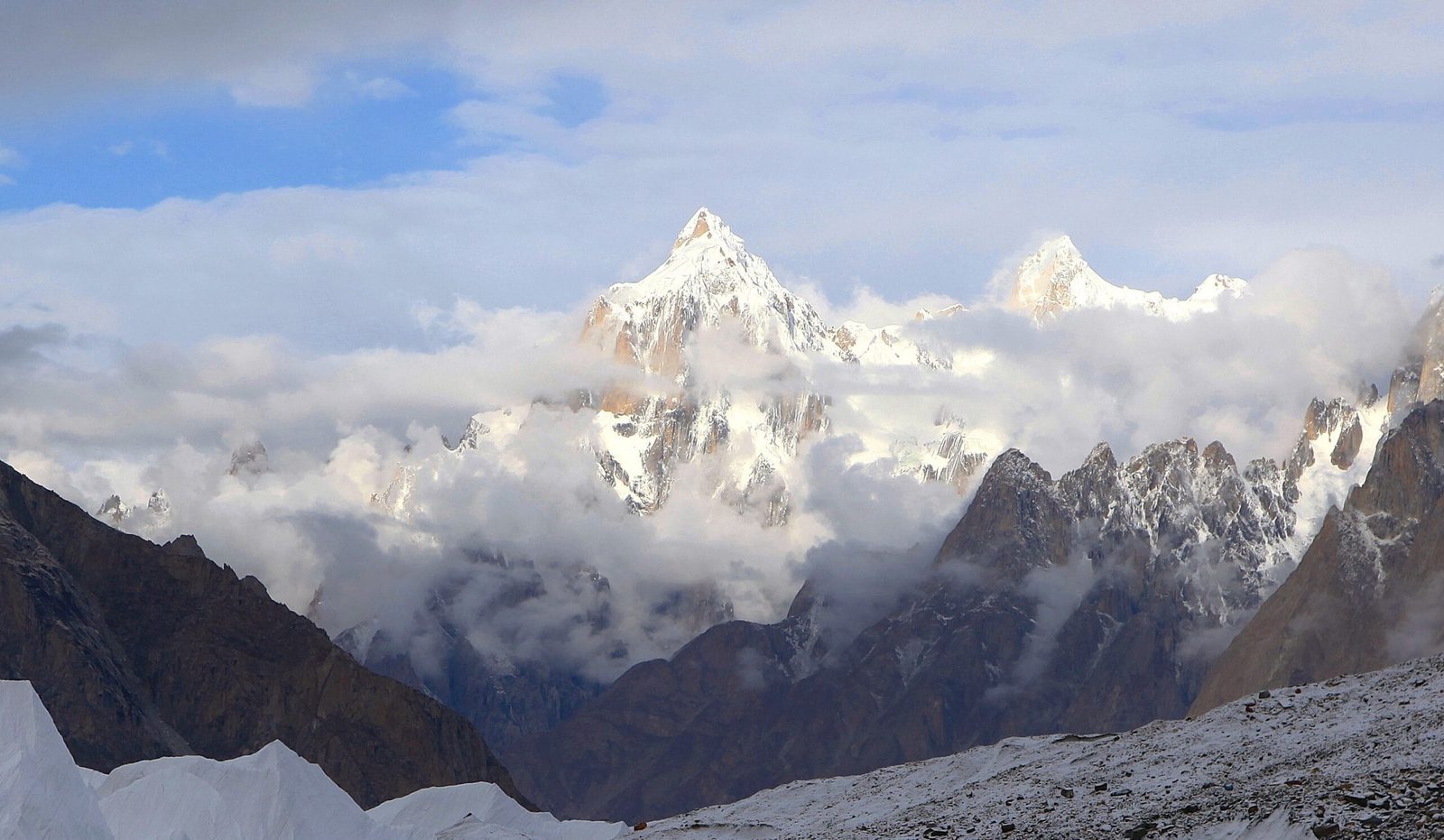 The east face of Paiju Peak in the Karakoram, with Choricho to the right