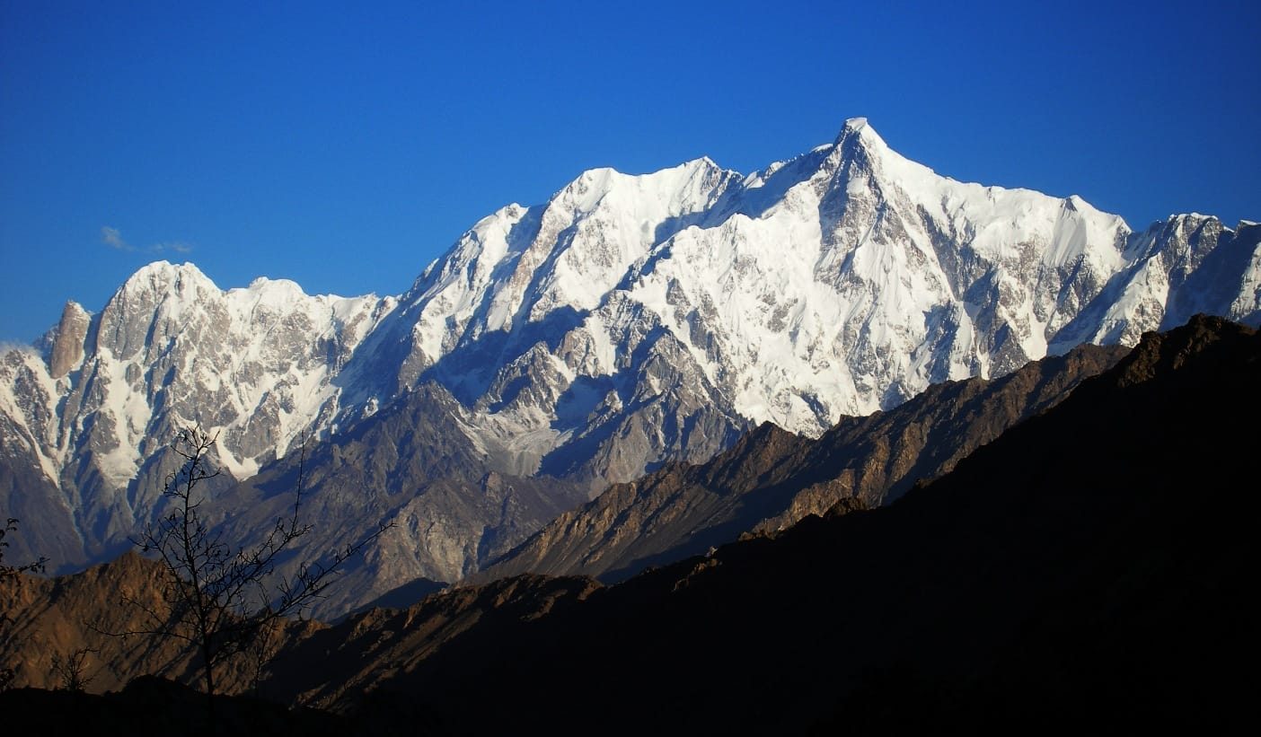 The Ultar ridge with Ultar Sar, Bojohagur Duanasir, Hunza Peak and Ladyfinger Peak
